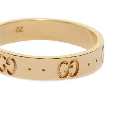 gucci icon 18k yellow gold band ring|Gucci icon ring with gemstones.